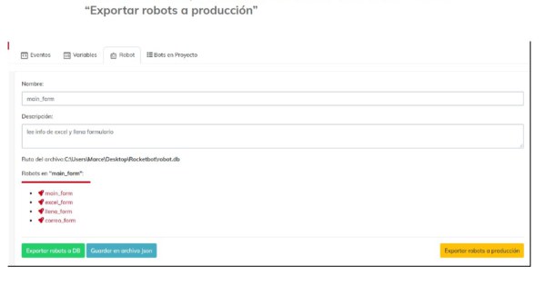 BOTON AMARILLO DE EXPORTAR ROBOT A PRODUCCION NO APARECE - Rocketbot Forum